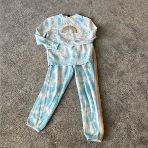 Jac Vanek “F Off” Blue Tie-Dye Rainbow Sweat Set 80% Cotton